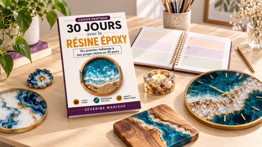 Cahier 30 jours avec la résine époxy accompagné de plusieurs projets créatifs
